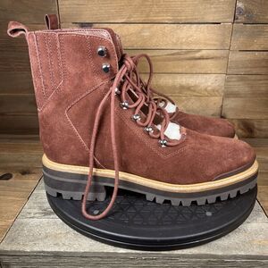 Marc Fisher Womens Size 9 LTD Izzie Maroon Brown Suede Shearling Ankle Boots NEW